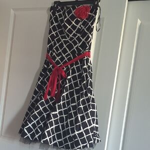 Ruby Rox Black and White Skater Skirt with Red Accents
